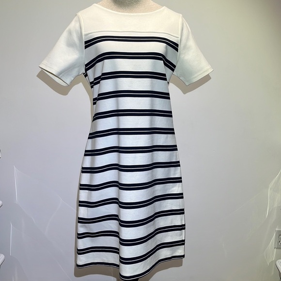 Nautica Womens Dress Size Medium Striped Short Sleeve Midi Preppy Old Money - Picture 13 of 14